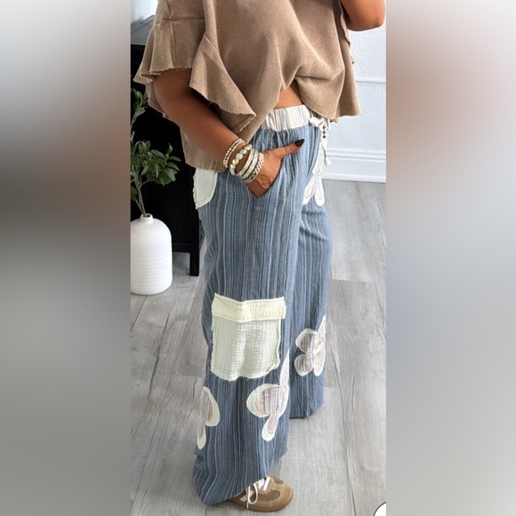 POL Woven Lightweight Pant Elastic Drawstring Waist Wide Leg Pants Pockets Med - Picture 7 of 13